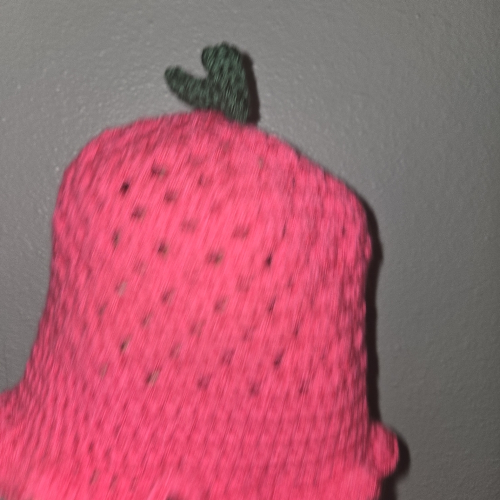 Girl's Raspberry Crochet Bucket Hat - Picture 11 of 15